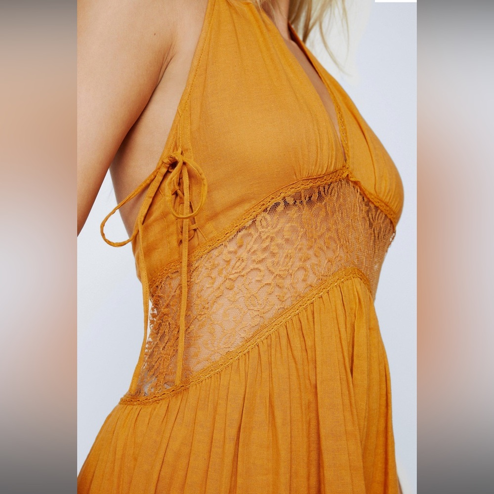 Nasty Gal Lace Insert Halter Neck Mini Skater Dress - Picture 3 of 8